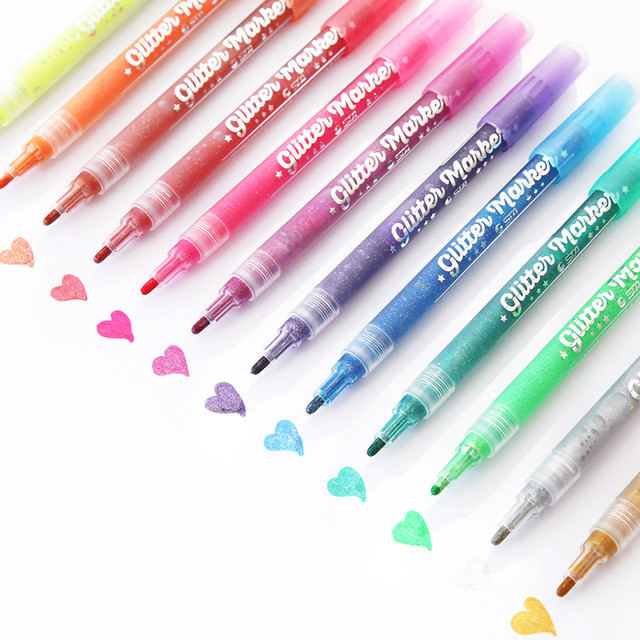 1pcs Glitter Color Marker Pen 1mm Point Water Based UV Resistant for  Lettering Drawing Painting Album